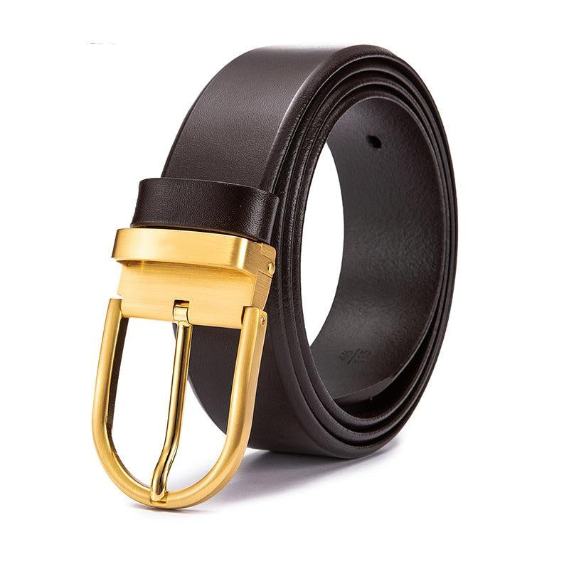 Brown & Gold Leather Pin Belt
