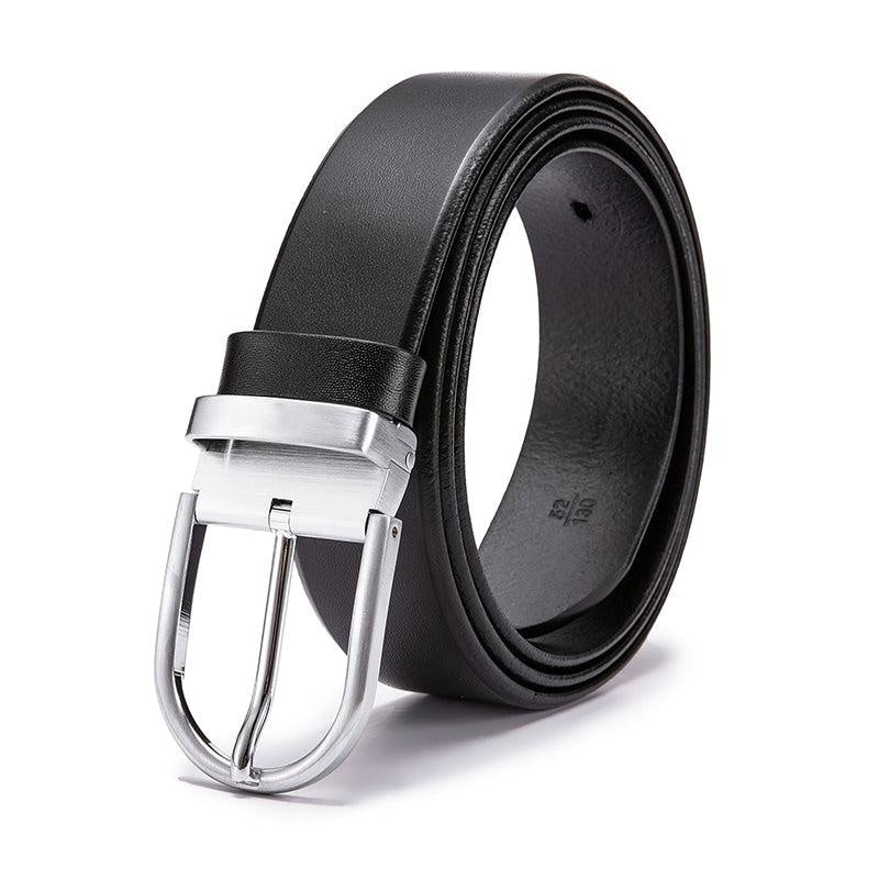Black & Silver Leather Pin Belt